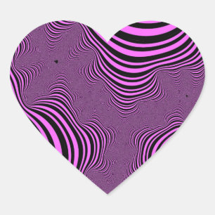 Pink Zebra Stripes Heart Sticker