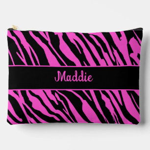 Pink Zebra Stripes Pattern Accessory Pouch