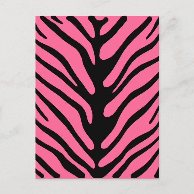 Pink Zebra Stripes Postcard (Front)