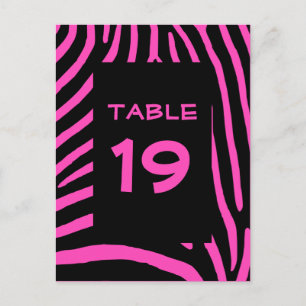 Pink Zebra Stripes Table Number Postcard