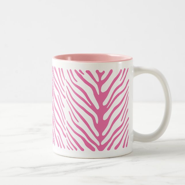 Pink Zebra Stripes Two-Tone Coffee Mug (Right)