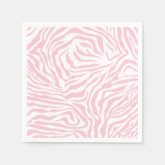 Pink Zebra Stripes Wild Animal Print Zebra Pattern Napkin (Front)