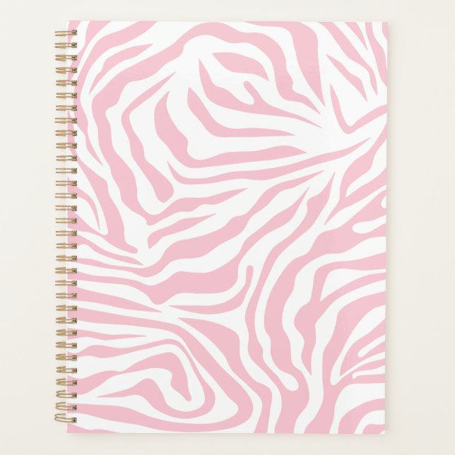Pink Zebra Stripes Wild Animal Print Zebra Pattern Planner (Front)