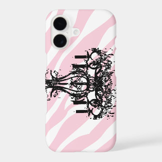 Pink Zebra Stripes With Black Chandelier