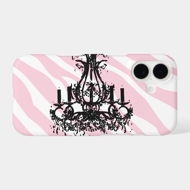 Pink Zebra Stripes With Black Chandelier (Back (Horizontal))