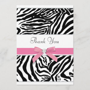 Pink Zebra Thank You Card