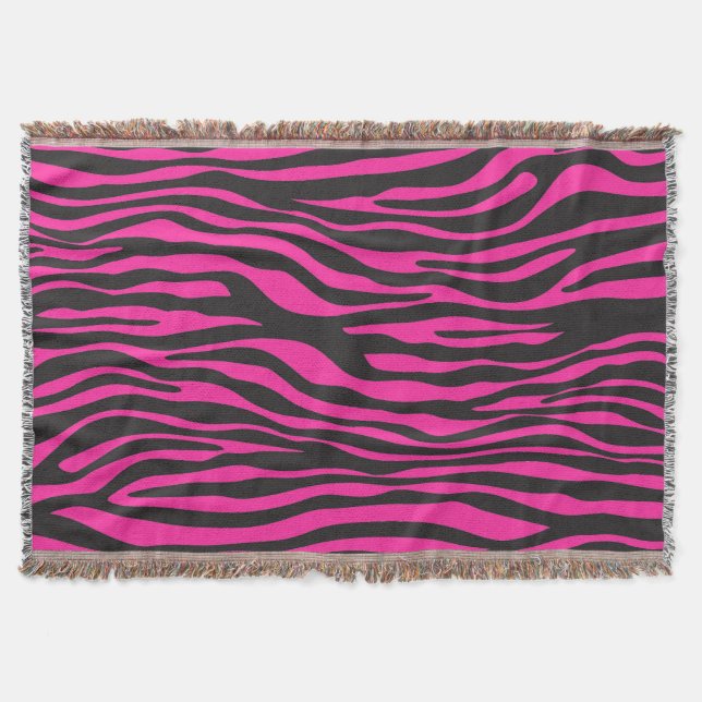 Pink Zebra Throw Blanket (Front)