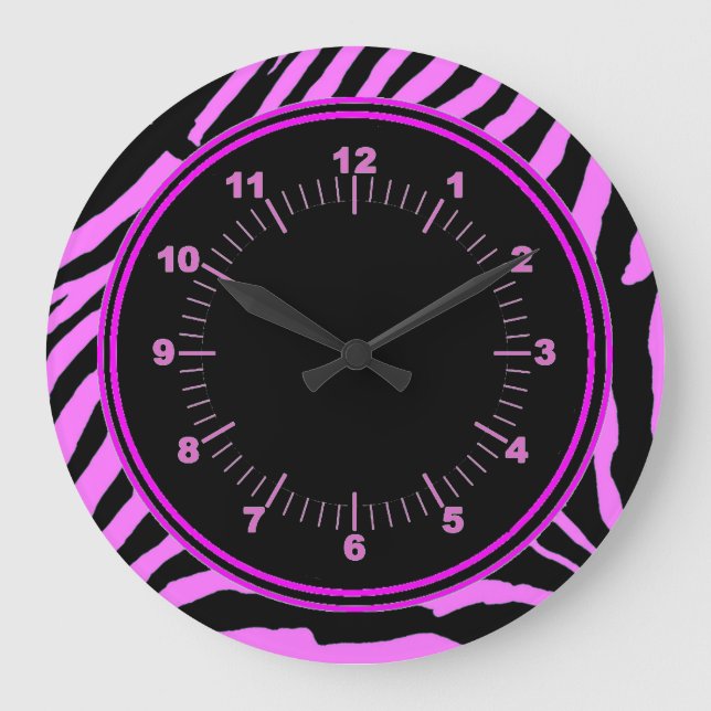 Pink Zebra Wall Clock (Front)
