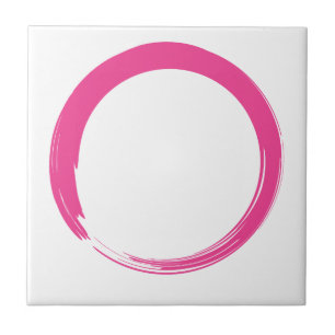 Pink Zen Symbol / Enso Circle Ceramic Tile