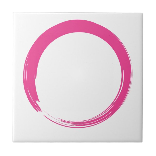 Pink Zen Symbol / Enso Circle Ceramic Tile (Front)
