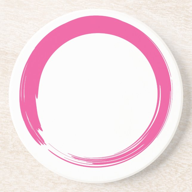 Pink Zen Symbol / Enso Circle Coaster (Front)
