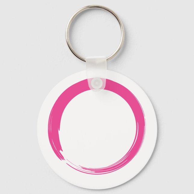 Pink Zen Symbol / Enso Circle Key Ring (Front)