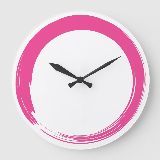 Pink Zen Symbol / Enso Circle Large Clock (Front)