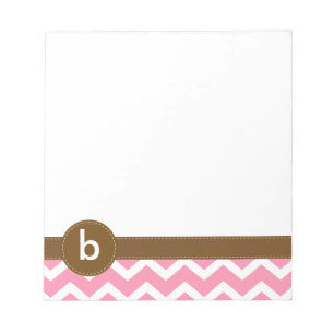 Pink Zig Zag Pattern Monogram Notepad