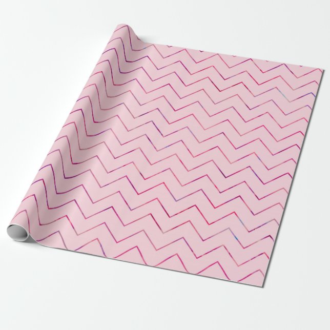 Pink Zig-zag Valentine's Day Wrapping Paper (Unrolled)