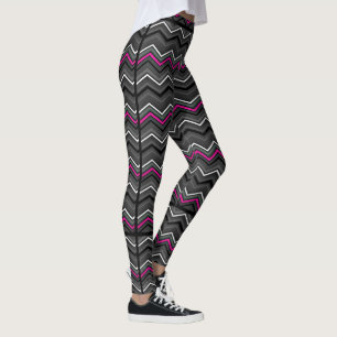Pink Zig Zag with Black Striping...Breast Cancer Leggings