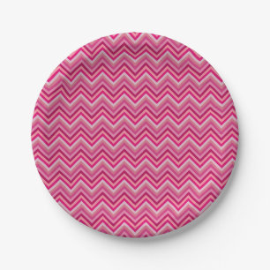 Pink Zig Zags Paper Plate