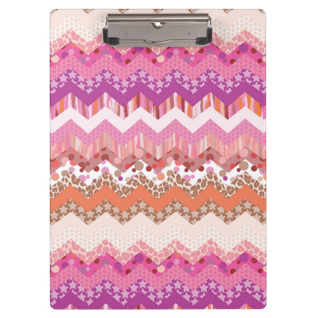 Pink zigzag background clipboard (Front)