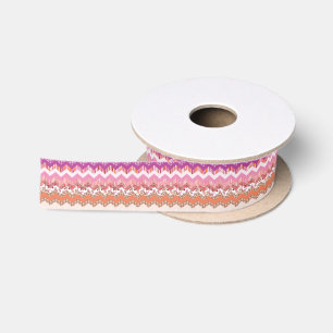 Pink zigzag background satin ribbon