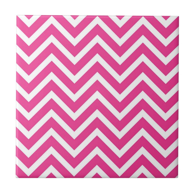 Pink Zigzag Chevron Pattern Ceramic Tile (Front)