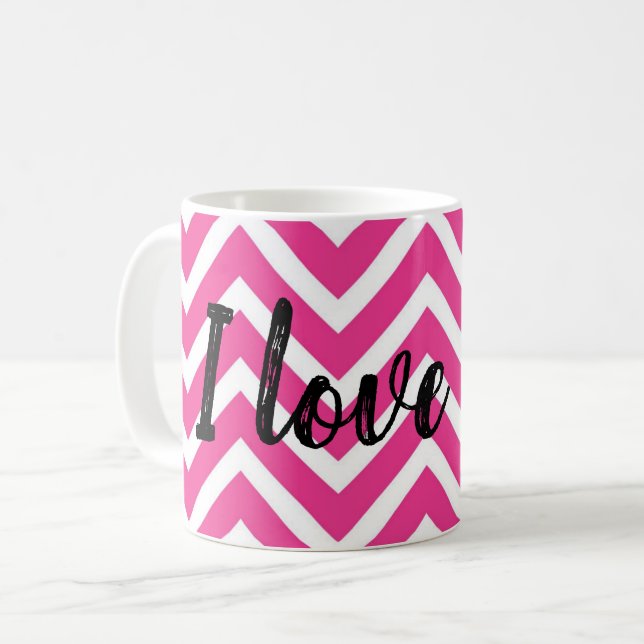 Pink zigzag design coffee mug (Front Left)