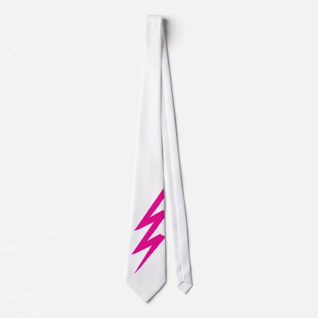 Pink Zigzag Lightning Bolt Novelty Party Neck Tie (Front)