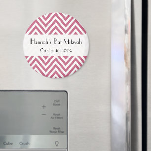 Pink Zigzag, Pink Chevron, Bat Mitzvah Magnet