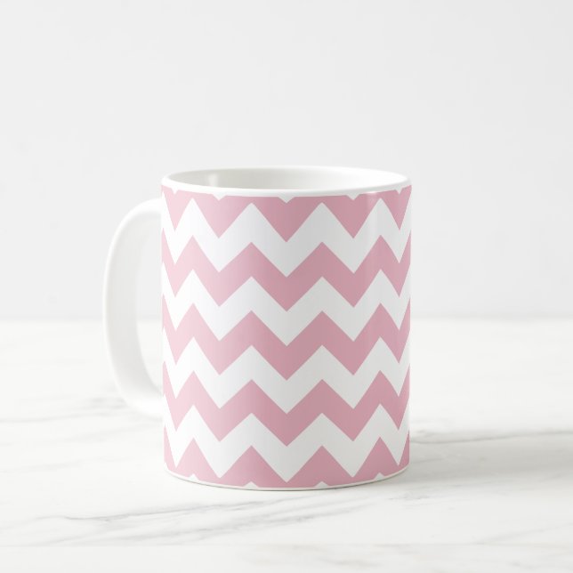 Pink Zigzag, Pink Chevron, Geometric Pattern Coffee Mug (Front Left)