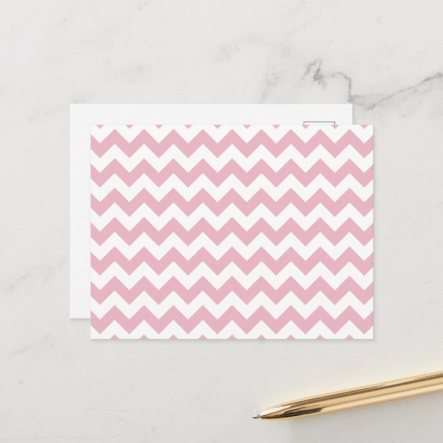 Pink Zigzag, Pink Chevron, Geometric Pattern Postcard (Front/Back In Situ)