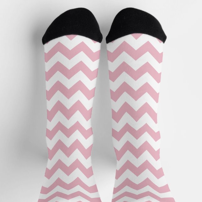 Pink Zigzag, Pink Chevron, Geometric Pattern Socks (Top)
