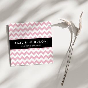 Pink Zigzag, Pink Chevron, Geometric Pattern Square Business Card