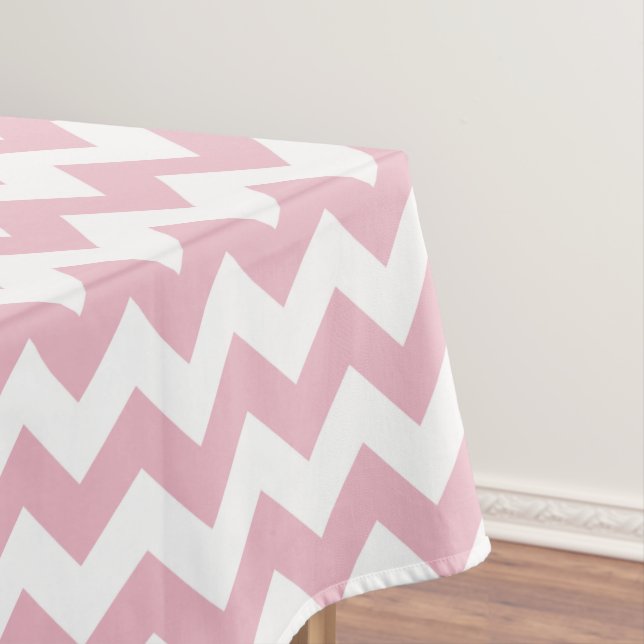 Pink Zigzag, Pink Chevron, Geometric Pattern Tablecloth (In Situ)