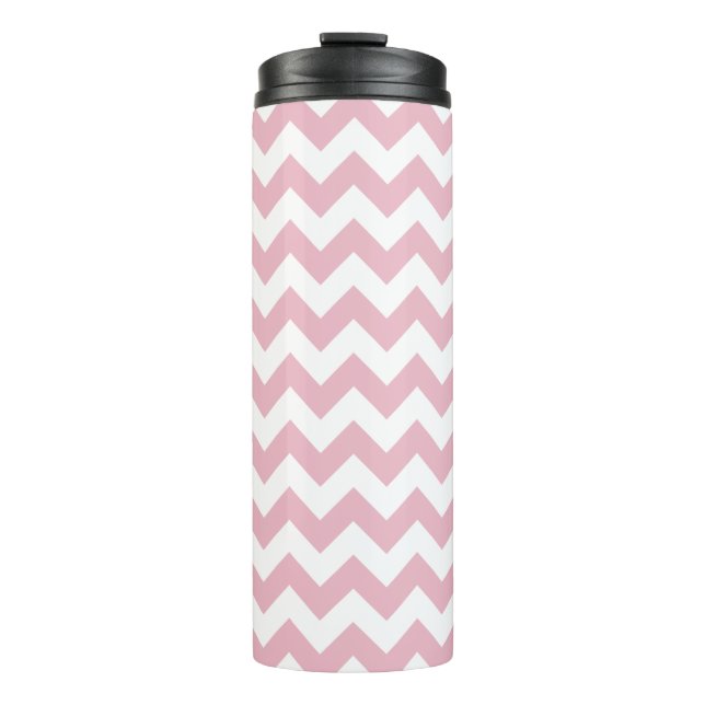 Pink Zigzag, Pink Chevron, Geometric Pattern Thermal Tumbler (Front)