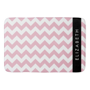 Pink Zigzag, Pink Chevron, Wave Pattern, Your Name Bath Mat
