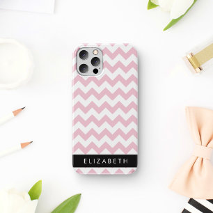 Pink Zigzag, Pink Chevron, Wave Pattern, Your Name iPhone 12 Pro Case