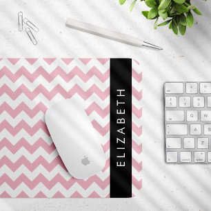 Pink Zigzag, Pink Chevron, Wave Pattern, Your Name Mouse Pad