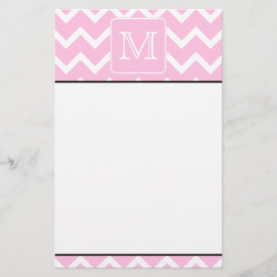 Pink Zigzags with Custom Monogram. Stationery