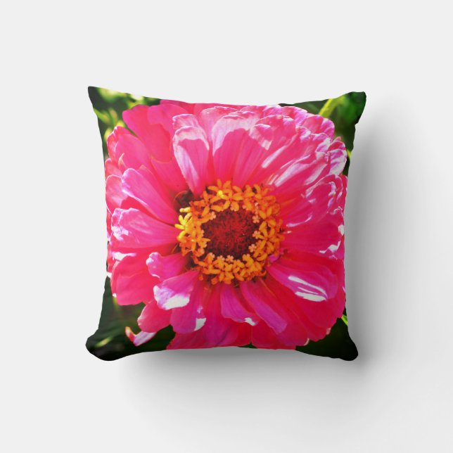 Pink Zinnia Cushion (Front)