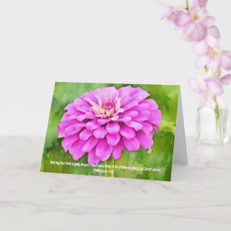 Pink Zinnia Flower Faith Bible Verse Thoughts Card