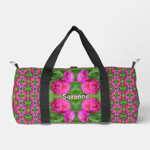 Pink Zinnia Flower Pair Abstract Personalised Duffle Bag