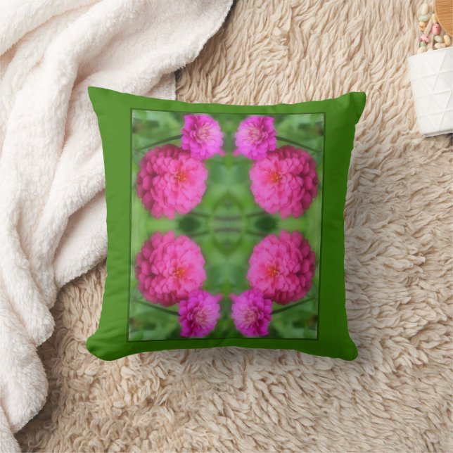 Pink Zinnia Flower Pair Close Up Abstract  Cushion (Blanket)