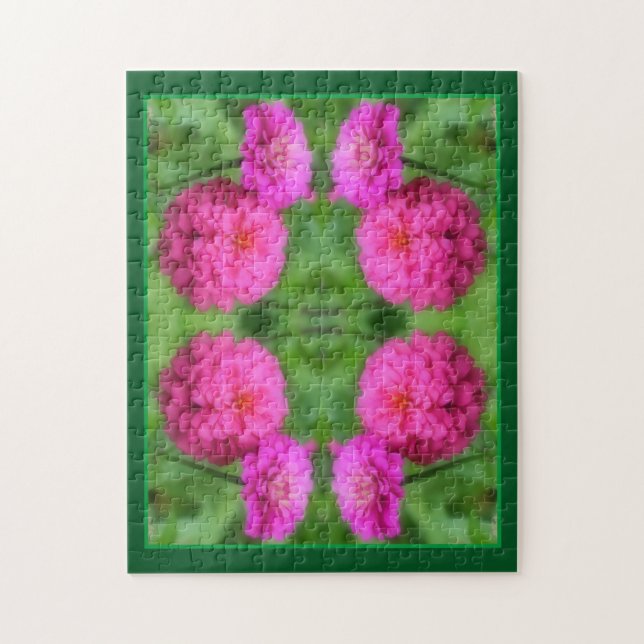 Pink Zinnia Flower Pair Close Up Abstract  Jigsaw Puzzle (Vertical)