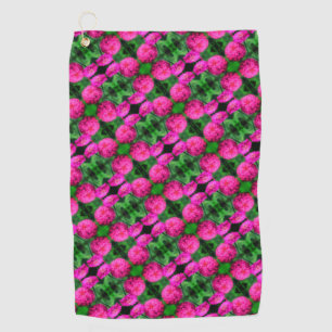Pink Zinnia Flower Pair Close Up Abstract Pattern  Golf Towel