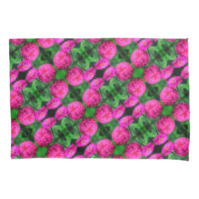 Pink Zinnia Flower Pair Close Up Abstract Pattern  Pillowcase (Front)