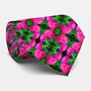 Pink Zinnia Flower Pair Close Up Abstract Pattern  Tie