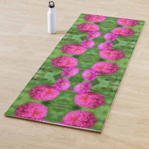Pink Zinnia Flower Pair Close Up Abstract  Yoga Mat