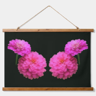 Pink Zinnia Flower Pair Twins Hanging Tapestry