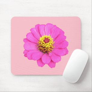 Pink Zinnia Flower Printed on Mouse Pad