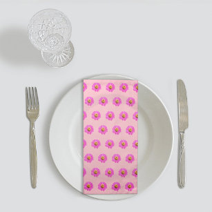 Pink Zinnia Flower Seamless Pattern on Napkin