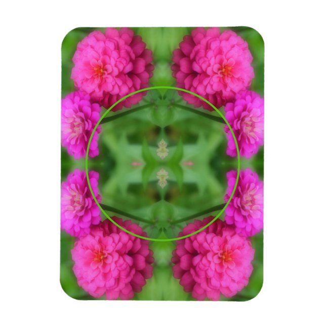 Pink Zinnia Flowers Frame Create Your Own Photo Magnet (Vertical)